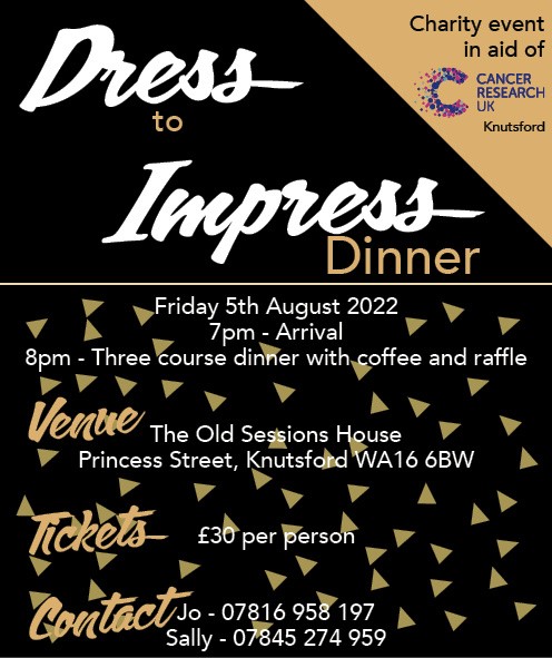 Dress to Impress Dinner in aid of Cancer Research UK Knutsford